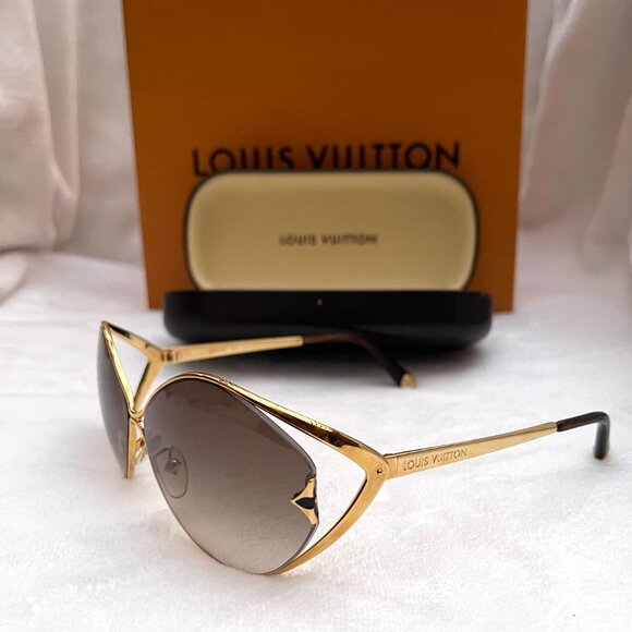 NIB Auc Louis Vuitton Laurel hand made Gradient Sunglasses Z0410U Brown Glitter main image 11